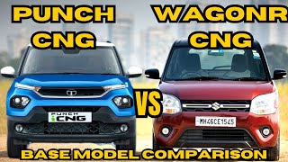 Tata Punch Cng Vs Maruti WagonR Cng  Base Model Comparison  Punch Pure Cng Vs Wagonr Lxi Cng [upl. by Aiksas]