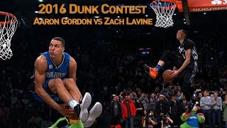 Zach LaVine and Aaron Gordons AWESOME 2016 Slam Dunk Duel [upl. by Daraj]