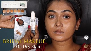 Traditional Bridal Makeup On Dry Skin Bridal Makeup With Easy Kolka Design [upl. by Erodavlas]