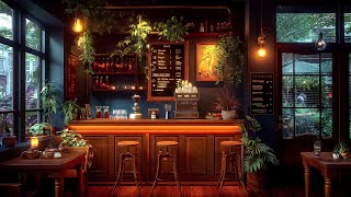 Rainy Night Coffee Shop Ambience with Rain Sounds and Jazz Music Playing Slowly [upl. by Kciredorb]