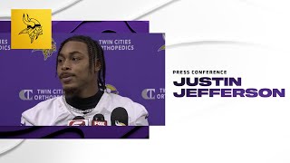 Justin Jefferson on Seahawks CBs Strong Play of Vikings Offense amp Sam Darnolds Comfort Level [upl. by Toms]