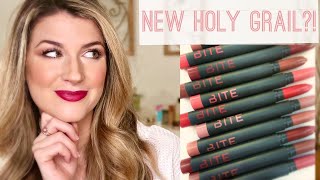 NEW BITE BEAUTY POWER MOVE MATTE LIP CRAYONS  SWATCHES WEAR TEST INGREDIENTS AND FAVORITES [upl. by Sayed784]