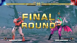 Street Fighter V  Ryu Grand Master vs Chun Li Morrigan Hardest AI SF5 Darkstalkers x SFV [upl. by Lawford]