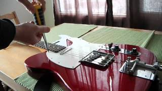 Changing  replacing pickguard on Fender Telecaster pick guard Squier Squire [upl. by Siesser]