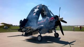 F4U4 Corsair engine startup  LHUD 2016 [upl. by Ellenwad902]