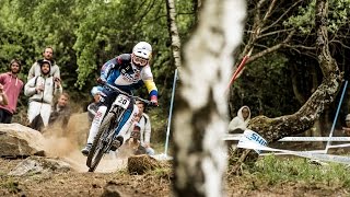 Marcelo Gutiérrez Charges Slippery Trail in Lourdes  UCI Mountain Bike World Cup 2017 [upl. by Nahtanod]