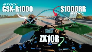 All Stock Races GSXR 1000 vs Zx10R vs BMW S1000RR  VLOGMAS DAY 11 [upl. by Aisercal]