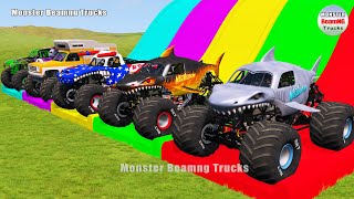 Triple Flatbed Trailer Monster Trucks Transport with Slide Color  BeamNGdrive 165 [upl. by Parsaye]