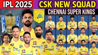 IPL 2025  Chennai Super Kings Team Full Squad  CSK Squad 2025  CSK Team Players List 2025 [upl. by Yenhoj]