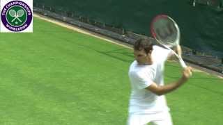 Roger Federer practises at Wimbledon [upl. by Christalle617]