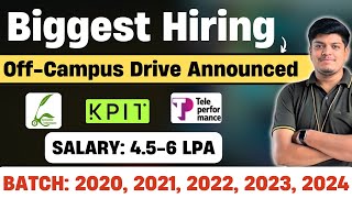 Biggest Hiring  Salary 45  65 LPA  KPIT Referral Greendzine Teleperformance  BATCH 202420 [upl. by Juliann]