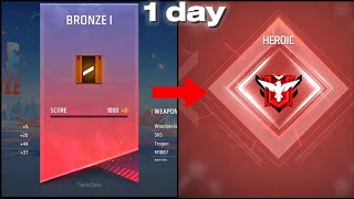 BRONZE TO HEROIC FREE FIRE 😁 LEVEL  1 ID  1 DAY BR RANK PUSH 😬 FREE FIRE [upl. by Allina]