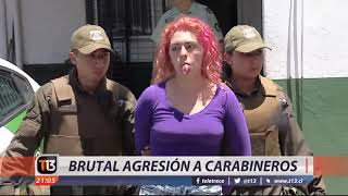 Brutal agresión a carabineros en el Paseo Ahumada [upl. by Airdnala]