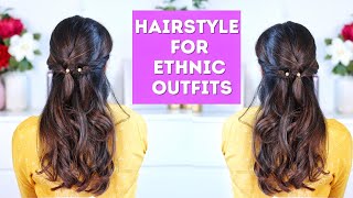 Simple Bridesmaid Hairstyle for Saree Easy Hairstyle for Lehenga Hairstyle for Girls Femirelle [upl. by Durwin]