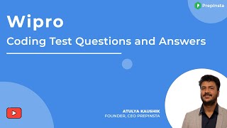 Wipro Coding Test Questions and Answers [upl. by Howes]