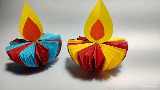 How to make Diwali Diya  Diwali Diya  Diya Decoration  Making Diya with Paper  Happy Diwali [upl. by Ellinehc]