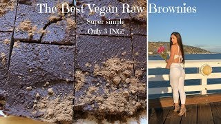 THE BEST RAW VEGAN BROWNIES ONLY 3 INGREDIENTS FAST HEALTHY EASY [upl. by Nalahs]