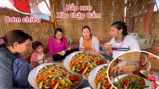 Dọn căn chòi nhỏ  Khai trương bếp mới hái Bắp Non Xào Thập Cẩm bữa cơm cùng gia đìnhngocmaivlog [upl. by Acinorahs]