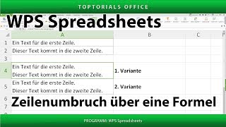 Zeilenumbruch über eine Formel hinzufügen WPS Spreadsheets [upl. by Acirema]