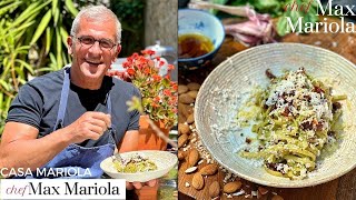 PASTA LINGUINE AL PESTO DI BASILICO POMODORI SECCHI e MANDORLE  Ricetta di Chef Max Mariola [upl. by Joela434]