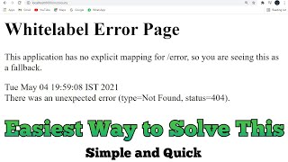 Spring Boot Whitelabel error page  Easy Solution [upl. by Ati]