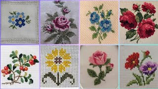 Floral cross stitch Hand embroidery thick cotton  Beautifull Hand cross stitch [upl. by Neelcaj]