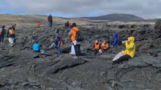 Lunch by the lava channel in Geldingadalur Iceland 270624 [upl. by Raskind]