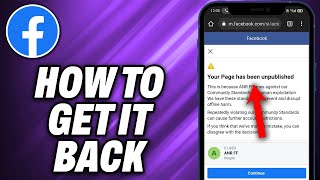 Facebook Page Unpublished How To Get It Back 2024  Quick Help [upl. by Hime273]