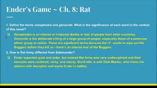 Enders Game Ch 8 Study Guide Notes [upl. by Cresida]