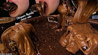 🍫ASMR ULTIMATE NUTELLA CHOCO GANACHE LAVA FUDGY CAKE누텔라 초콜릿 용암 케이크ヌテラチョコレート溶岩ケーキ花生酱 巧克力熔岩蛋糕MUKBANG [upl. by Sarajane]