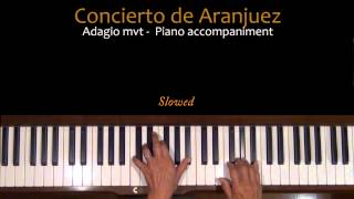 Rodrigo Concierto de Aranjuez Adagio Piano Accompaniment Tutorial SLOW [upl. by Niamert]