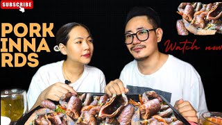 Naga Mukbang  Smoked Pork innards with axone  Sumi style mukbang [upl. by Anitsyrhk]