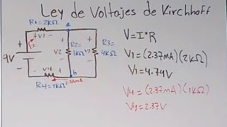 Ley de Voltajes de Kirchhoff en circuito mixtoHallar las caídas de tensión de todos los resistores [upl. by Hembree105]