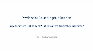 OnlineTool für psychische Belastung  Befragung anlegen Film Nr 4  VBG [upl. by Trey]