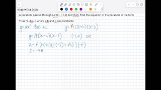 Finding Quadratic equation from points [upl. by Conlon749]