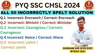 SSC CHSL 2024 ALL MISPELT WORD  Misspelt Words for SSC CGL CHSL MTS CPO questions [upl. by Naillik]