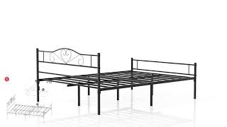 Assemble VECELO Metal Platform Bed Frame with Headboard amp Footboard [upl. by Lizzy]