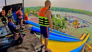 Near fatal Crash Dive from Slip amp Fly Slide at Udon Waterworld Waterpark Thailand [upl. by Emsoc935]