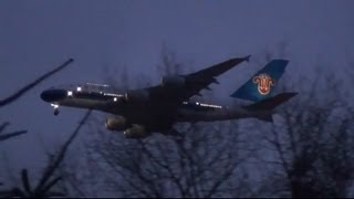 China Southern Airlines A380  more landing approaches Hamburg Airport  12022013 [upl. by Lali]