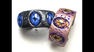 Polymer Clay Bracelet with Cabochons [upl. by Stavro]