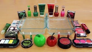 Mixing Makeup Eyeshadow Into Slime  Red vs Green Special Series Part 3  Satisfying Slime Video [upl. by Konikow]