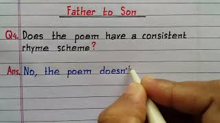 Does the poem have a consistent rhyme scheme  Father to Son  Class 11 IndrajitGoswami0607 [upl. by Yerffoej608]