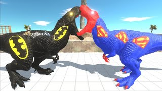 BATMAN TREX vs SUPERMAN TREX DEATH RUN EVOLUTION of DINOSAUR  Strongest Dinosaur Jurassic World 2 [upl. by Estas69]