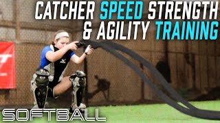 Softbll Strong Catcher Training speed strength agility [upl. by Akirdnuhs]