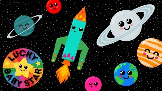 Babys 1st Space Adventure Baby Sensory Fun  Colourful Rockets amp Planets  High Contrast Video [upl. by Aslehc]