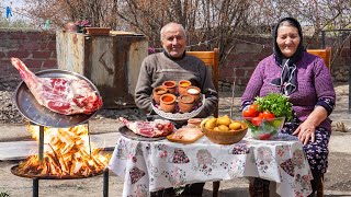 Buglama Cooking Awesome National Dish with Lamb Meat Potatoes and Vegetables ♧ Village Cooking [upl. by Balbur]