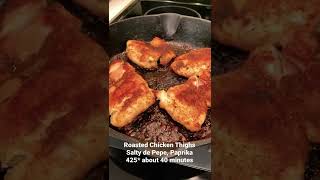 Roasted Chicken Thighs Cast Iron Cooking [upl. by Annirtak29]