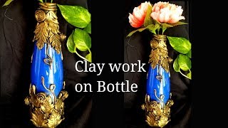 Clay mural work on Bottle  shilpkar clay work [upl. by Aniez]