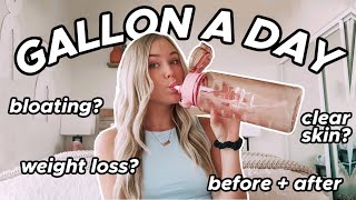 i drank a GALLON of WATER everyday for a WEEK again and heres what happened [upl. by Oterol]