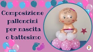 Composizione palloncini di benvenuto per nascita o battesimo [upl. by Glaser205]